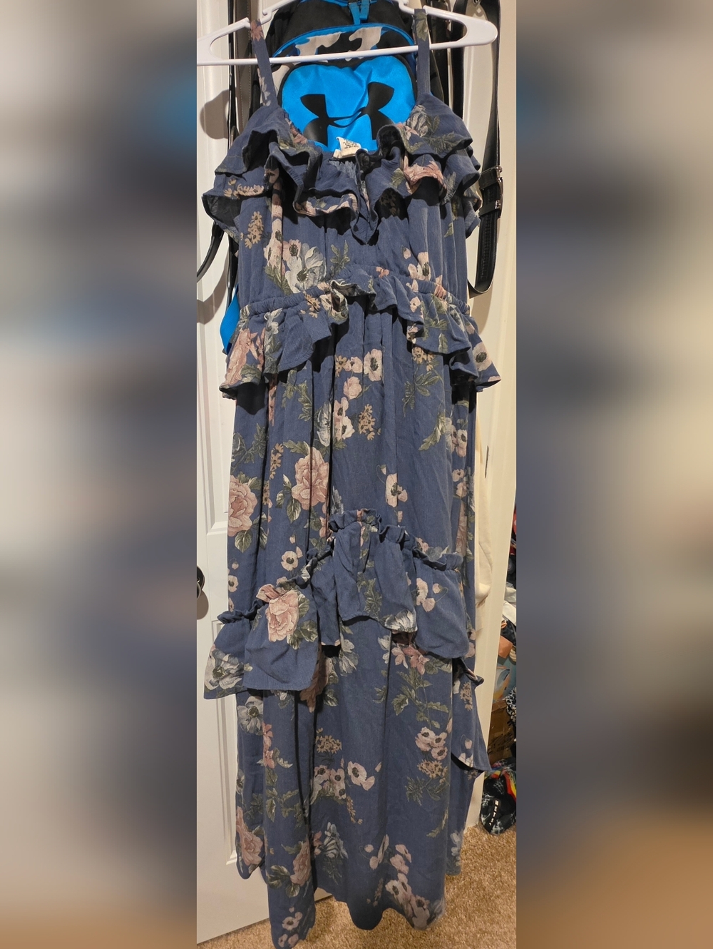 Women’s Blue Floral Ruffle Casual Dress